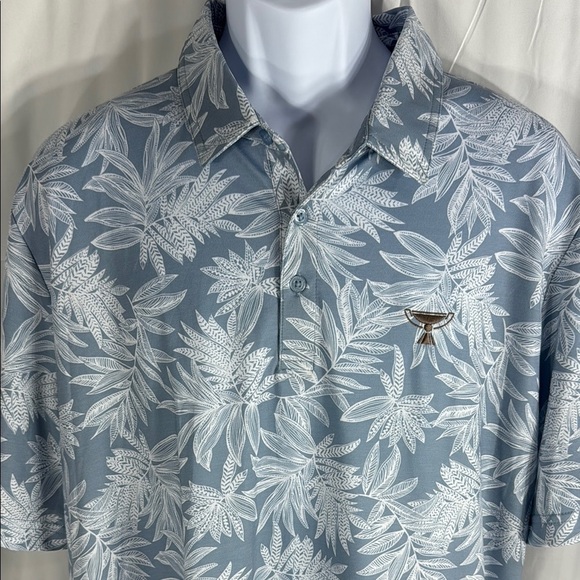 TravisMathew PGA Tour Blue White Tropical Polo XXL NWT - Picture 4 of 9